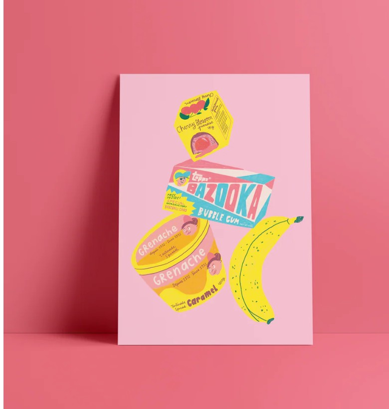 Affiche / Anne Julie Dudemaine - Stack of snacks rose