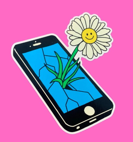 Sticker / Pony - Flower and phone