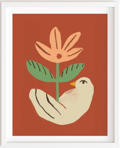 Affiche / Paperole - Julia GR - Oiseau Fleur - 8x10