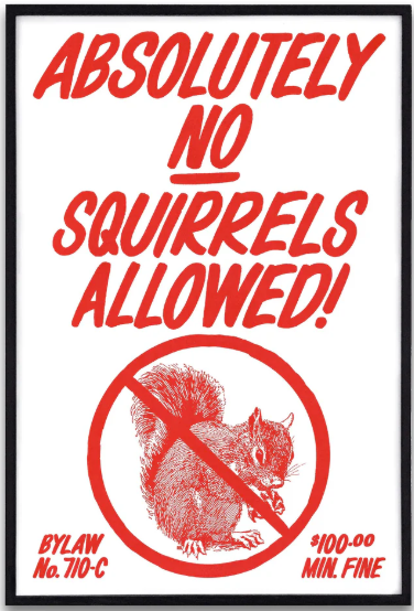 Affiche / Raymond Biesinger - Absolutely No Squirrels Allowed - 12x18
