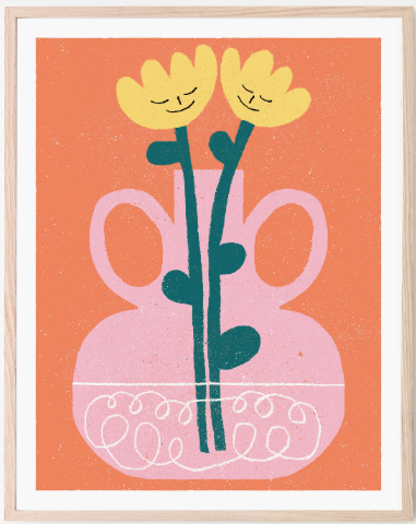 Affiche / Paperole - Amélie Lehoux -  Tulipes Jaunes - 8x10