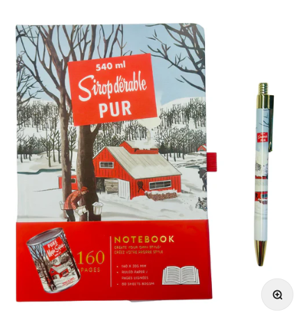 Carnet / Seracon - Motif cabane a sucres avec stylo