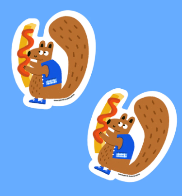 Sticker / Anne Julie Dudemaine - Écureuil Hot Dog