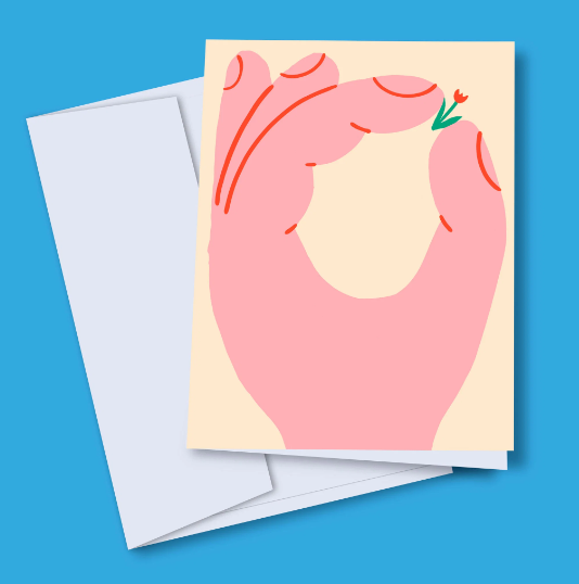 Card / ALL - Hand holding flower