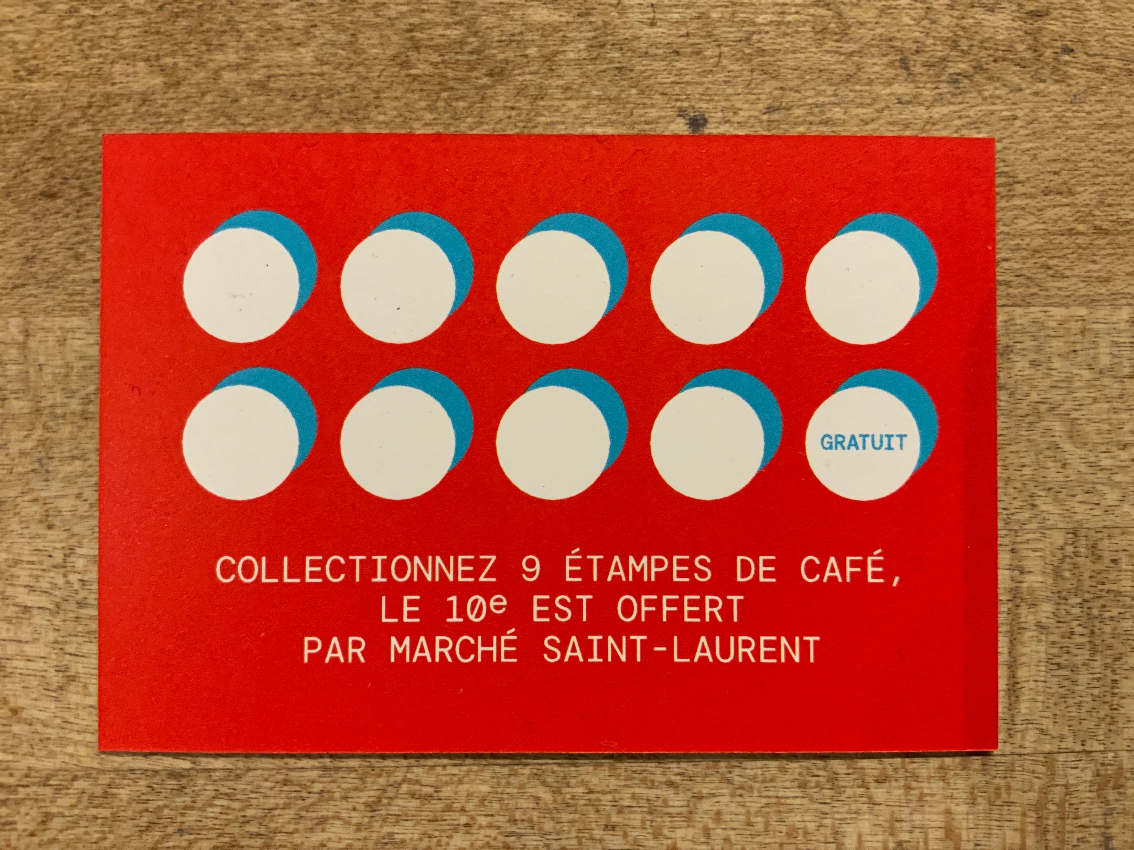 Café gratuit (carte fidélité)