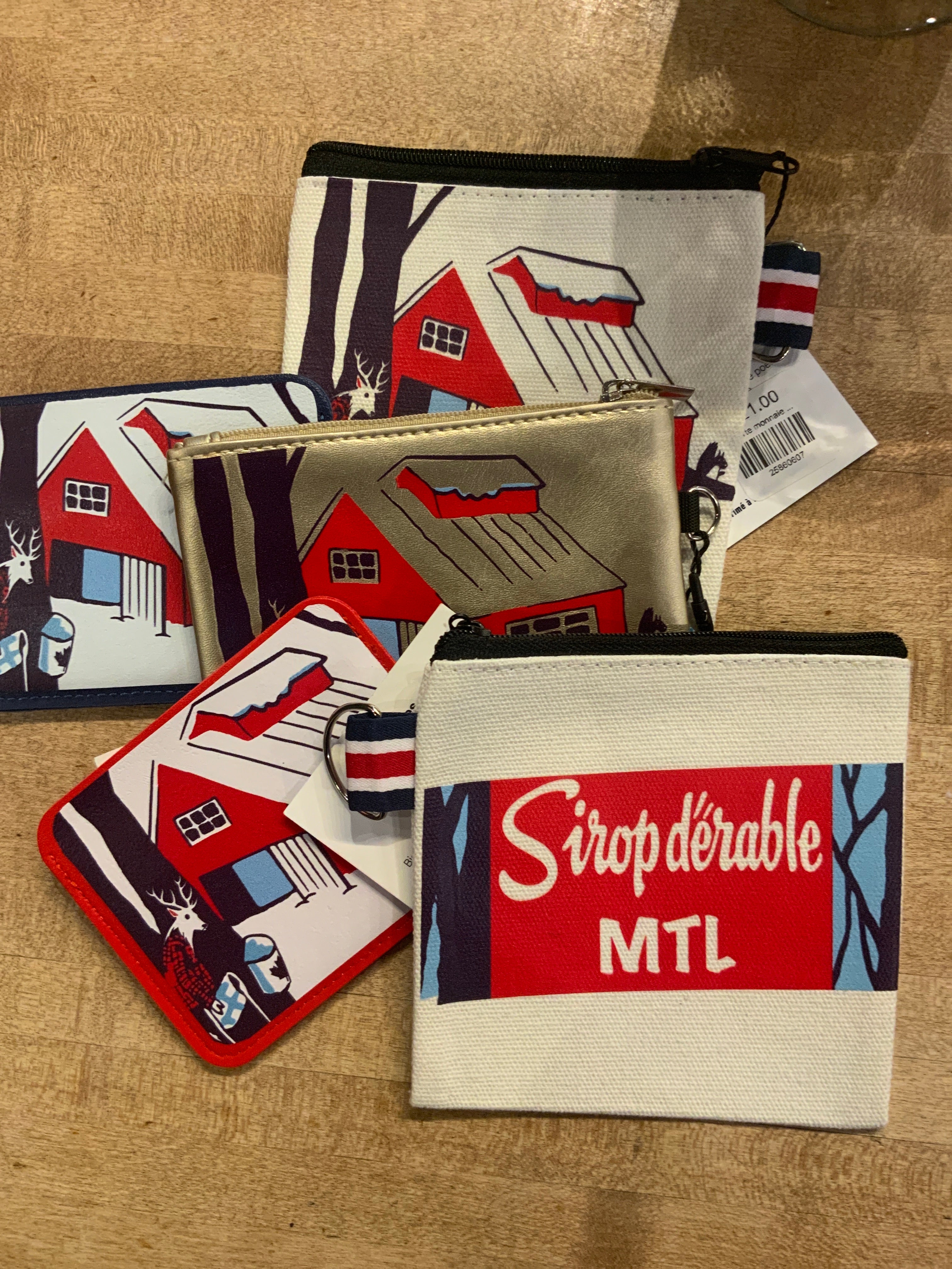Porte monnaie / Hochet Gaga - Motif cabane à sucre brillant gris